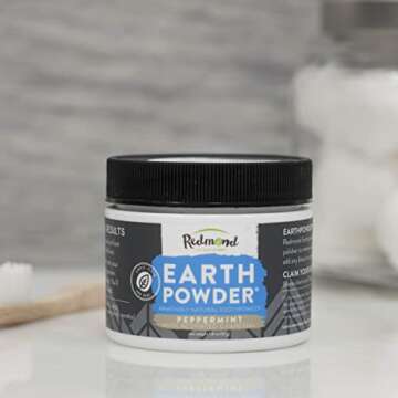 Redmond Earthpowder - All Natural Tooth and Gum Powder Bentonite Clay and Charcoal Teeth Whitener, Peppermint Charcoal …