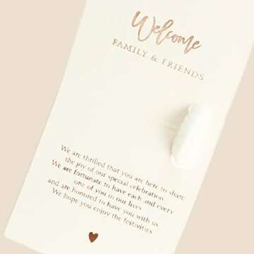 Andaz Press Large White Rose Gold Foil Stamped Welcome Bags for Wedding Guests, Bulk Set of 25 Hotel Guests Gift Bags, Church, Destination Wedding, Includes White Tissue Paper and Wedding Welcome Bag