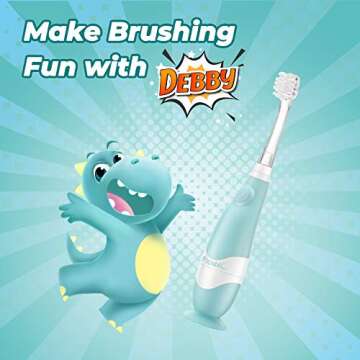 Papablic Toddler Sonic Electric Toothbrush for Ages 1-3 Years, Baby Electric Toothbrush with Cute Di...
