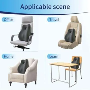 Max&Love Lumbar Support Pillow Cover Ergonomic Design Orthopedic Backrest for Back Pain Relief Memory Foam Back Support for Office Chair Computer Chair Car Seat Recliner and Couch (Dark Gray)