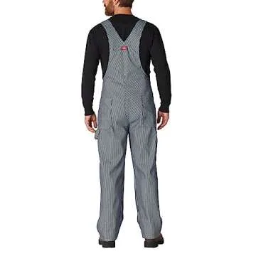 Dickies mens Hickory Striped Bib overalls and coveralls workwear apparel, Hickory Stripe, 38W x 34L US