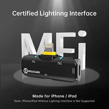 Hollyland Lark C1 Wireless Lavalier Microphone for iPhone 14/13/12, Plug and Play, MFi Certified Lap...