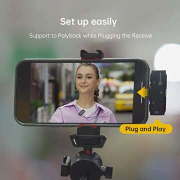 Hollyland Lark C1 Wireless Lavalier Microphone for iPhone 14/13/12, Plug and Play, MFi Certified Lapel Mic with Charging Case, 650ft Transmission, Ultral Compact, for Vlogging, YouTube-Black