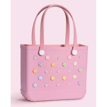 Mon Caramel 22PCS Resin Beach Bag Accessories Charms,Resin Beach Totes Accessories Inserts,Daisy Flower Bag Charms