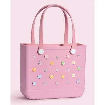 Mon Caramel 22PCS Resin Beach Bag Accessories Charms,Resin Beach Totes Accessories Inserts,Daisy Flower Bag Charms