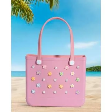 Mon Caramel 22PCS Resin Beach Bag Accessories Charms,Resin Beach Totes Accessories Inserts,Daisy Flower Bag Charms