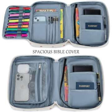 JIANYA Bible Cover Case for Women Girls, Bible Book Carrying Case with Handle and Zippered Pocket, Floral