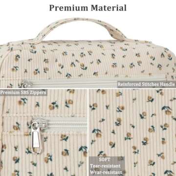 JIANYA Bible Cover Case for Women Girls, Bible Book Carrying Case with Handle and Zippered Pocket, Floral