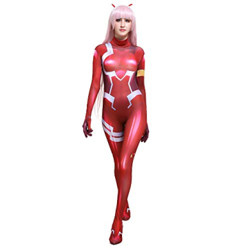 Cosplay.fm Women's Red Battle Suit Anime Cosplay Costume Spandex Bodysuit Jumpsuit (S, Red)