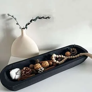 Wooden Dough Bowl for Decorative Home Centerpiece