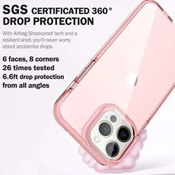 ArtsEvo Shockproof Clear Design for iPhone 13 Pro Max Case, Certified 6.6ft Drop Protection, Raised Edges Protect Camera and Screen, Pink
