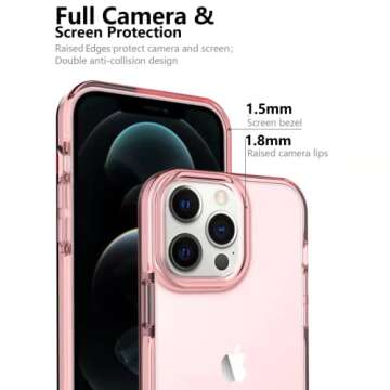 ArtsEvo Shockproof Clear Design for iPhone 13 Pro Max Case, Certified 6.6ft Drop Protection, Raised Edges Protect Camera and Screen, Pink