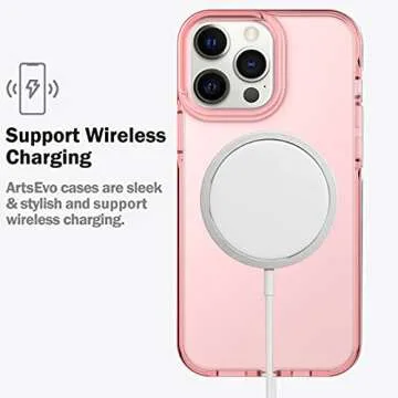 ArtsEvo Shockproof Clear Design for iPhone 13 Pro Max Case, Certified 6.6ft Drop Protection, Raised Edges Protect Camera and Screen, Pink