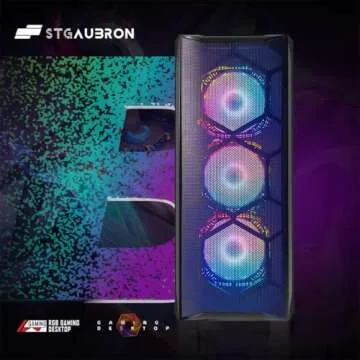 STGAubron Gaming Desktop PC, Radeon RX 580 8G GDDR5, Intel Core i7 up to 3.9G, 16G RAM, 1T SSD, 600M WiFi, BT 5.0, RGB Fan x6, Windows 10 Home