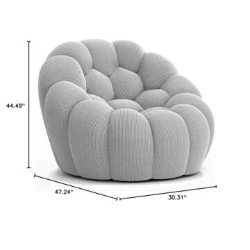 YAXANSIH Modern Upholstered Single Floor Sofa Bean Bag Chair with Cellular & Curved Exterior Design, Lazy Bubble Chair 3D Textile Material for Living Room, Office, Reading Ro grey-120 * 113 * 77CM