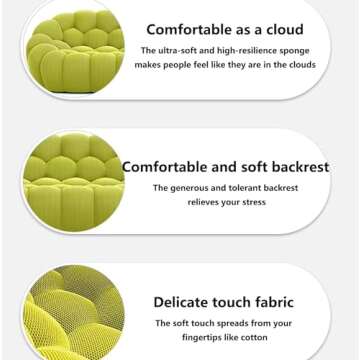 YAXANSIH Modern Upholstered Single Floor Sofa Bean Bag Chair with Cellular & Curved Exterior Design, Lazy Bubble Chair 3D Textile Material for Living Room, Office, Reading Ro grey-120 * 113 * 77CM