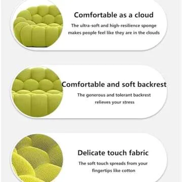 YAXANSIH Modern Upholstered Single Floor Sofa Bean Bag Chair with Cellular & Curved Exterior Design, Lazy Bubble Chair 3D Textile Material for Living Room, Office, Reading Ro grey-120 * 113 * 77CM