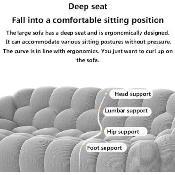 YAXANSIH Modern Upholstered Single Floor Sofa Bean Bag Chair with Cellular & Curved Exterior Design, Lazy Bubble Chair 3D Textile Material for Living Room, Office, Reading Ro grey-120 * 113 * 77CM