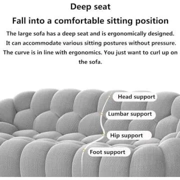 YAXANSIH Modern Upholstered Single Floor Sofa Bean Bag Chair with Cellular & Curved Exterior Design, Lazy Bubble Chair 3D Textile Material for Living Room, Office, Reading Ro grey-120 * 113 * 77CM