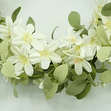 WreathDream 18'' Spring Wreath with Eucalyptus and Cherry Blossoms