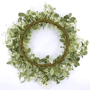 WreathDream 18'' Spring Wreath with Eucalyptus and Cherry Blossoms