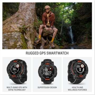 Garmin Instinct® 3 GPS Smartwatch - Rugged, Solar Charged, and Multi-Functional