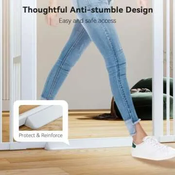 COMOMY 55.1" Extra Tall Pet Gate for Cats, 29.5-40.6" Extra Wide Cat Gate with Adjustable Cat Door, Pressure Mounted Easy Walk Through Pet Gate with Door for Stairs, Doorways, Kitchen(White)