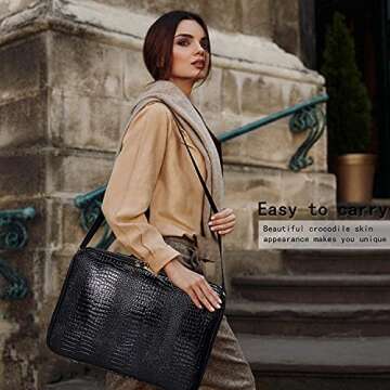 JOURMON Makeup Case Travel Makeup Train Case Organizer Cosmetic Bag Portable with Adjustable Dividers and Shoulder Strap for Makeup Brushes Toiletry Travel Accessories(Crocodile Pattern Black, L)