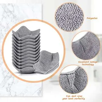 12 Pieces Microwave Safe Bowl Holders Polyester Hot Bowl Holder Protect Your Hands from Hot Dishes for Heating Soup, Leftover Food, Meals (Grey)