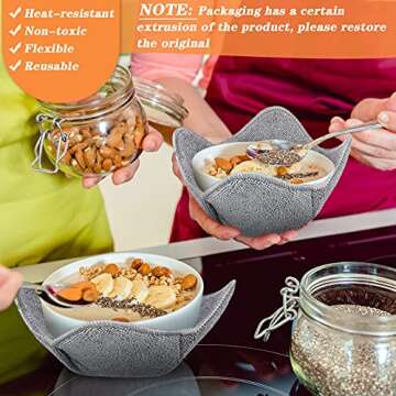 12 Pieces Microwave Safe Bowl Holders Polyester Hot Bowl Holder Protect Your Hands from Hot Dishes for Heating Soup, Leftover Food, Meals (Grey)