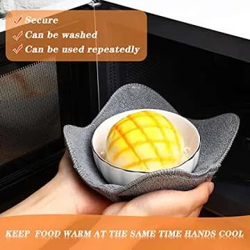 12 Pieces Microwave Safe Bowl Holders Polyester Hot Bowl Holder Protect Your Hands from Hot Dishes for Heating Soup, Leftover Food, Meals (Grey)