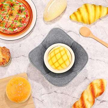 12 Pieces Microwave Safe Bowl Holders Polyester Hot Bowl Holder Protect Your Hands from Hot Dishes for Heating Soup, Leftover Food, Meals (Grey)