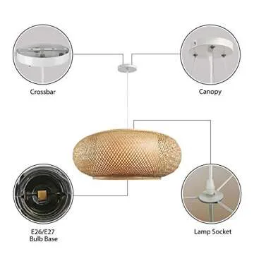 RUNNUP Vintage Bamboo Woven Chandelier for Elegant Decor