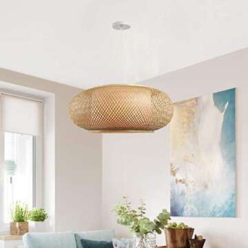 RUNNUP Vintage Bamboo Woven Chandelier for Elegant Decor