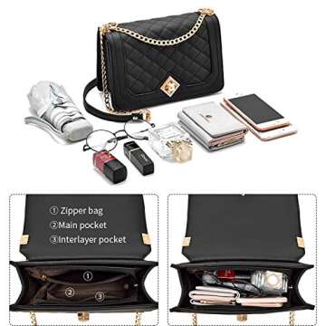 Travistar Crossbody Bags for Women Small Handbags PU Leather Shoulder Bag Ladies Quilted Purse Eveni...