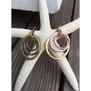 Elegant Handmade Sunrise Tricolor Dangle Earrings