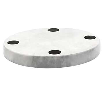 SEUNMUK Natural Marble Round Tray, 9.8 x 1.18 Inch Decorative Marble Round Vanity Bathroom Tray for Cup Shampoo Perfume Jewelry, Cloud Grey