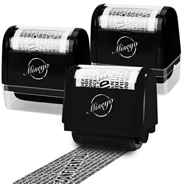 Miseyo Wide Roller Stamp Identity Theft Stamp 1.5 Inch Perfect for Privacy Protection - 3Pack Set (B...