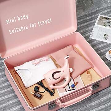 Travel Steamer for Clothes Steamer Portable Steamer Wrinkle Release Spray with 2 Brushes and Water Filling Funnel, Dry Steam Upgraded Version Pink