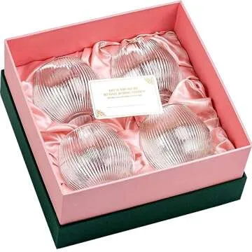 Vintage Art Deco Gin and Tonic Balloon Glasses | Set of 4 | 13.5 oz Stemless Crystal Copas for Drinking Gin Cocktails | Retro Gift Goblets for Gin Lovers | Bubble Cups for Bar Drinks