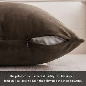 MIULEE Pack of 2 Dark Coffee Velvet Throw Pillow Covers 24x24 Inch Soft Solid Decorative Square Set Cushion Cases for Couch Sofa Bedroom
