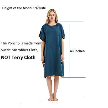 CAREWORX Microfiber Surf Beach Wetsuit Changing Towel Bath Robe with Hood -One Size Fit All (Navy Bl...