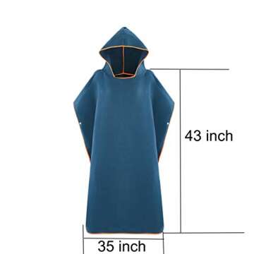 CAREWORX Microfiber Surf Beach Wetsuit Changing Towel Bath Robe with Hood -One Size Fit All (Navy Blue)