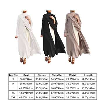Abayas for Women Muslim Dubai Dress Solid Loose Fit Long Cardigan Islamic Kaftan Robe Khaki L