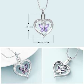 Imrsanl Butterfly Urn Necklaces for Women Girls Birthstone Cremation Jewelry Urns Pendant for Human ...