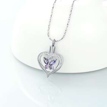Imrsanl Butterfly Urn Necklace for Ashes Memorial Jewelry