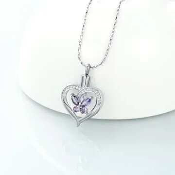 Imrsanl Butterfly Urn Necklace for Ashes Memorial Jewelry