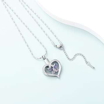 Imrsanl Butterfly Urn Necklace for Ashes Memorial Jewelry