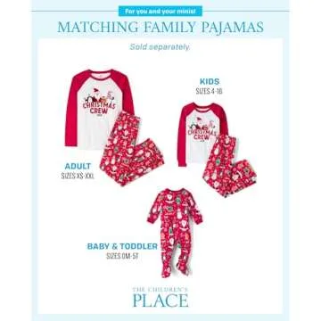 The Children's Place,Unisex Baby,Family Matching, Holiday Pajama Sets, Fleece,Red Xmas Crew '24,Medium