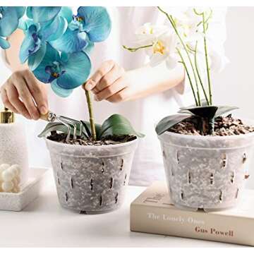 YIKUSH Orchid Pots with Holes Clear Orchid Pot Plastic Plant Pot Flower Pots Outdoor and Indoor Use 5.5 inch 10Pack